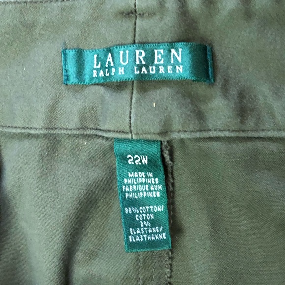 Lauren Ralph Lauren Women’s Army Green Flat Front Slacks Pants 22W - Picture 4 of 6